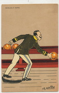 Art Card Bowling Signed Ch. Naillod Bowling à Rome King Emmanuel II Playing Satirical - Bowling