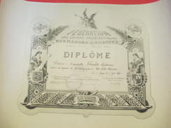 Diplôme/Dactylographie/40 Mots Minutes/Fédération Des Soc. Sténographiques Normandes Et Picardes/GRAND/Rouen/1938 DIP182 - Diplome Und Schulzeugnisse