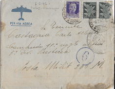 STORIA POSTALE REGNO - BUSTA CON LETTERA VIA AEREA DA SAN REMO A MILITARE PM 206 1942 TIMBRI CENSURA - Marcophilia (AirAirplanes)