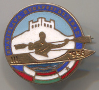 Rowing, Rudern, Canu, Kayak - CHAMPIONSHIP, 1958. Bratislava, Budapest, Belgrade, Enamel, Vintage Pin, Badge, Abzeichen - Canoeing, Kayak