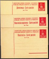 Yugoslavia Republic, 3 Dinara Red Tito Motive Postal Stationery Cards, Different Types, Excellent Mint Condition - Covers & Documents