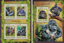 SIERRA LEONE 2016 ** Gorillas M/S+S/S - OFFICIAL ISSUE - A1707 - Gorilles