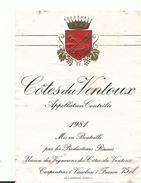 Etiquette De  Vin  Cotes Du Ventoux - Alcoli E Liquori