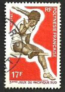 POLYNESIE FRANCAISE 3es JEUX DU PACIFIQUE SUD SPORT WOMAN 17 FR STAMP ISSUED 1970s(?) SG98 USEDLH READ DESCRIPTION !! - Gebraucht