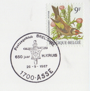 BELGIË/BELGIQUE:Illustr. Date Cancell. On Fragment:  ## 26-9-87 : ASSE : Postzegelclub BREUGHEL – 650 Jaar H. Krui - Herdenkingsdocumenten