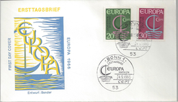 ALLEMAGNE - ENVELOPPE 1er JOUR FDC - EUROPA CEPT  1966 - 1966