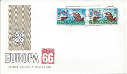 ESPAGNE - ENVELOPPE 1er JOUR - FDC - EUROPA CEPT 1966 - 1966