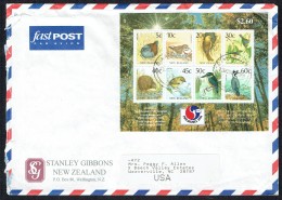 1994  Philakorea 1994 Birds Souvenir Sheet Of 8 Different On Letter To USA - Lettres & Documents