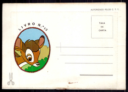 POSTAL Com LIVRO DISNEY Com BAMBI - Autorizado Pelos C.T.T. / CTT - Taxa De Carta. PORTUGAL Vintage Disney Postcard Book - Brieven En Documenten