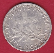 France 1 Franc Semeuse Argent 1904 - Andere & Zonder Classificatie