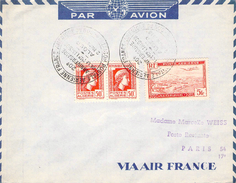 Lettre Poste Aérienne Algérie 1948 20 è Anniversaire De La 1 ère Liaison Amérique Du Sud Timbres 50 C Et 5 Fr Poste Aér - Poste Aérienne