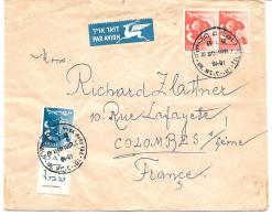 LETTRE D'ISRAEL POUR LA FRANCE ..TIMBRE AVEC TABS..1959....  BE. - Lettres & Documents