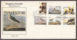 Lesotho - 1985 - Audubon Birth Bicentenary - Birds - Complete Set On FDC - Hirondelles