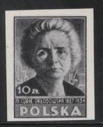 POLAND 1946 POLISH CULTURE BLACK PRINT MARIE CURIE MNH Nobel Prize Scientist France Chemistry Science - Proofs & Reprints