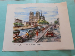 ARNO  Reproduction -  PARIS -  LES BOUQUINISTES A NOTRE-DAME  - Format 33  X  25  Cms - - Sonstige & Ohne Zuordnung