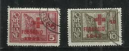 EGEO 1945 PRO CROCE ROSSA SOPRASTAMPATI PITTORICA OVERPRINTED SERIE COMPLETA RED CROSS COMPLETE SET USATA USED - Egée (Duitse Bezetting)