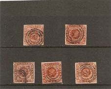 1854 2x Yvert 4 + 2x 8 +10 Obl - Used Stamps