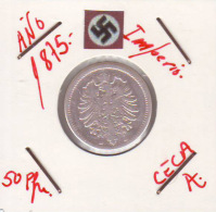 GERMANI  DEUTSCHES REICH  50 Pfennig  Imperio Año 1875-A - 50 Pfennig