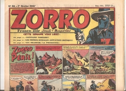 Zorro Hebdomadaire N°86 Du 1er Février 1948 Zorro En Péril! - Zorro
