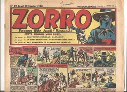 Zorro Hebdomadaire N°89 Du 12 Février 1948 Zorro En Péril! - Zorro