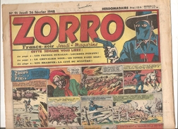Zorro Hebdomadaire N°91 Du 26 Février 1948 Zorro En Péril! - Zorro