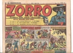 Zorro Hebdomadaire N°93 Du 11 Mars 1948 Zorro En Péril! - Zorro