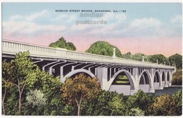ROCKFORD IL Illinois, Morgan Street Bridge C1930s-40s Linen Vintage Postcard - Rockford
