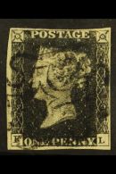 1840 1d Black 'FL', Plate 9, Fine Used With Four Good To Close Margins And Black Maltese Cross Cancel.  For More... - Unclassified