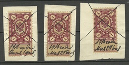 RUSSLAND RUSSIA O 1916 Revenue Tax Stamps Steuermarken 1 R. 3 Pcs O - Fiscaux