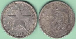 1915-MN-130 CUBA. KM A12 SILVER 10c STAR 1915. ESTRELLA RADIANTE. XF . - Cuba