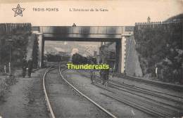 CPA TROIS PONTS L'INTERIEUR DE LA GARE TRAIN - Trois-Ponts