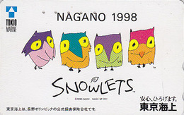 TC JAPON / 110-175645 - ANIMAL HIBOU Jeux Olympiques NAGANO / TOKYO MARINE - OWL OLYMPIC GAMES JAPAN Free Pc  Assu 3931 - Giochi Olimpici