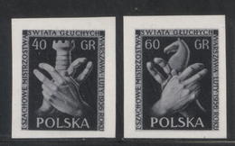 POLAND 1956 WORLD DEAF CHESS CHAMPS BLACK PRINTS NHM Sign Language Games Horses Knight Rook Castle - Proofs & Reprints