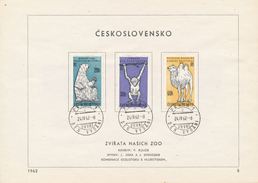 Czechoslovakia / First Day Sheet (1962/05) Praha 1 (d): Animals Czechoslovak ZOO (Elephant, Camel, Bear, Horse, ...) - Chimpansees