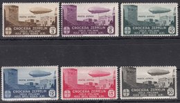 Italy Colonies Aegean Islands Egeo 1930 Zeppelin Airmail (Posta Aerea) Sassone#22-27 (S31) Mi#115-120 Lightly Hinged - Egée