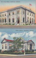 Indiana Anderson Post Office And Public Library Curteich - Anderson