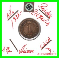 GERMANY  -   MONEDA  DE  1- REICHSPFENNIG  AÑO 1911 D   Bronze - 1 Renten- & 1 Reichspfennig