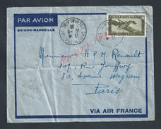 LETTRE DE COCHINCHINE OB SAIGON CENTRAL 1938 POUR PARIS AVENUE WAGRAM : - Lettres & Documents