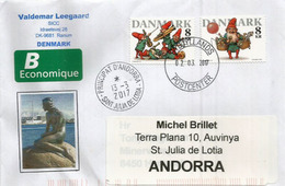 La Petite Sirène (Copenhague), Sur Lettre Danemark, Adressée  ANDORRA,avec Timbre à Date Arrivée - Covers & Documents