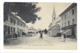 16432 - Le Sentier Place Hôtel De L'Union  Attelage Et Cycliste - Le Chenit