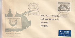 Finlande - Lettre De 1957 - Oblit Fenno Scandia  - Exp Vers Bruxelles - égises - Valeur 7,50 Euros - Storia Postale