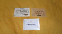 LOT DE 3 ETIQUETTES DE VIN. / VIN D'ALSACE. CUVEE MICHEL LEON. LAUGEL. MARLENHEIM. / RIESLING, VIEILLES VIGNES, - Lots & Sammlungen