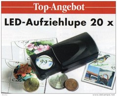 20xLupe Vergrößerung LED Licht-Aufziehlupe Neu 10€ Prüfen Von Briefmarken Münzen Paper Money LEUCHTTURM Offer Black - Unclassified