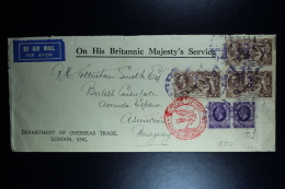 GB Airmail Cover 1937 On His Britannic Majesty's Service London-> Paraquay 3-strip Sea Horses Lufthansa  RR - Lettres & Documents