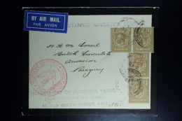 GB Airmail Cover 1936 On His Britannic Majesty's Service London-> Paraquay  2 Stips 1 Sh Lufthansa  Dep Overseas Trad - Lettres & Documents