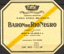 981 - Argentine - Baron De Rio Negro - Vino Fino Blanco - Allen  - Rio Negro - Buenos Aires - Vino Blanco