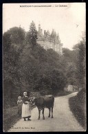 CPA ANCIENNE- FRANCE- MONTIGNY-LE-GANNELON (28)- LE CHATEAU EN ÉTÉ- PAYSANE AVEC SA VACHE EN TRES GROS PLAN- - Montigny-le-Gannelon