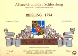 475 - France - 1994 - Riesling - Alsace Grand Cru Schlossberg - Domaine Du Geisbourg - 68240 Kaysersberg - Riesling
