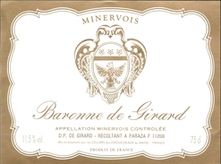 492 - France - Minervois - Baronne  De Girard - D.P. De Girard Récoltant à Paraza 11200 - Rode Wijn