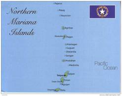 Map & Flag Of Northern Mariana Islands - Carte Des Iles De Nord Mariannes - Noordelijke Marianen